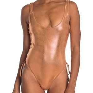 Pink Sand Lace-Up One-Piece Swimsuit